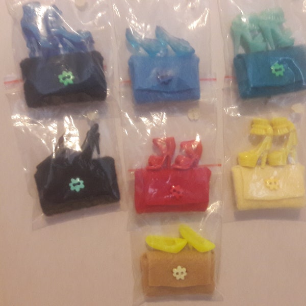 Fashion Doll Felt Purses with Button Closure and Shoes