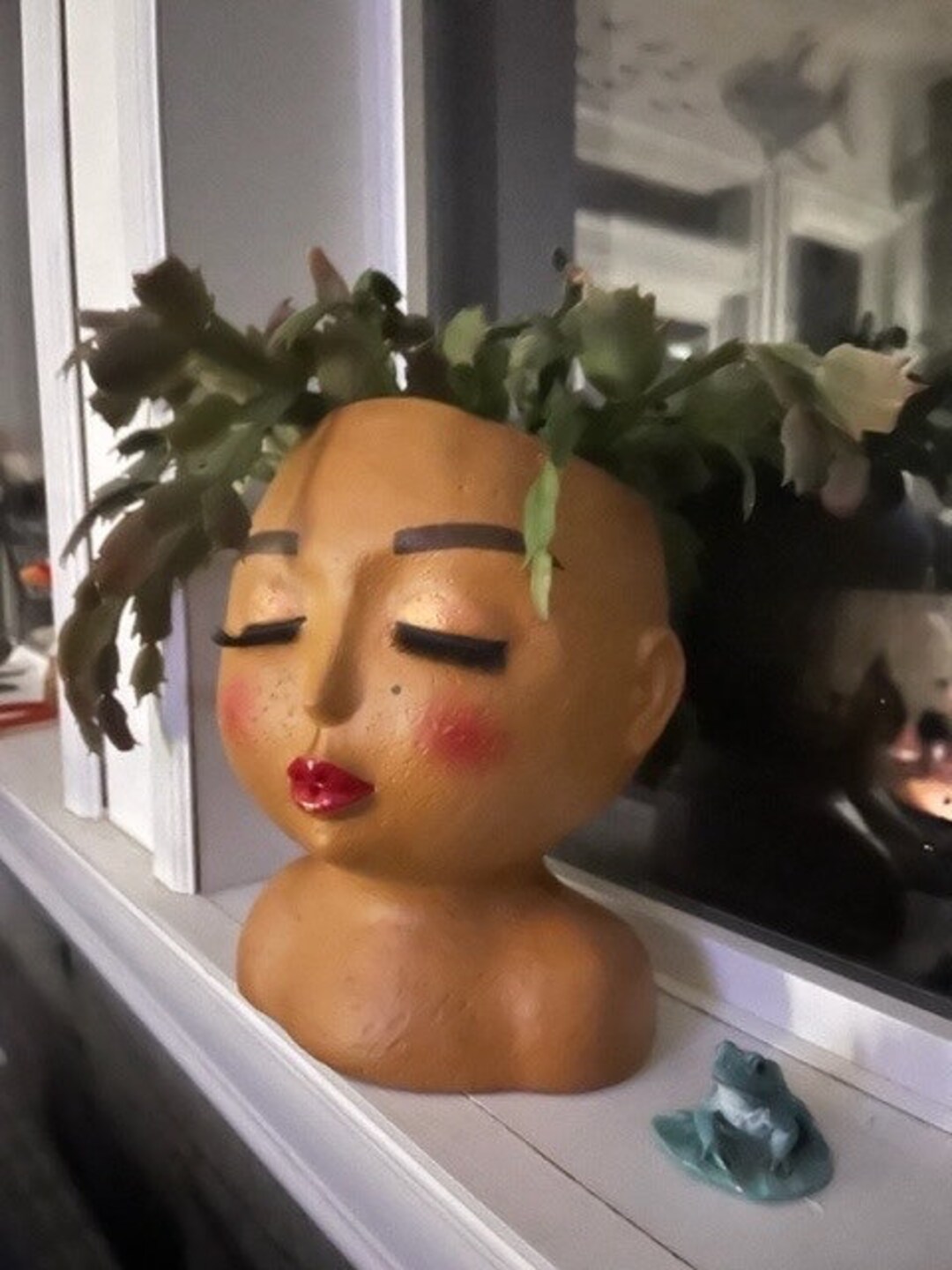 Rich Skin Tone/face Planter/head Planter With Drainage Hole/plant Face Pot/brown Skin