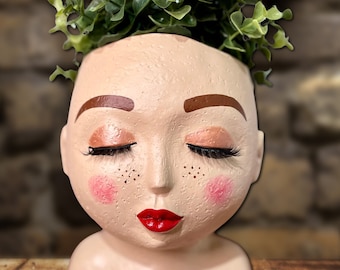 Fair Skin Tone/Face Planter/Head Planter with Drainage Hole/Plant Face Pot/Succulent Planter/Custom Made/Hand Painted/Face Pot
