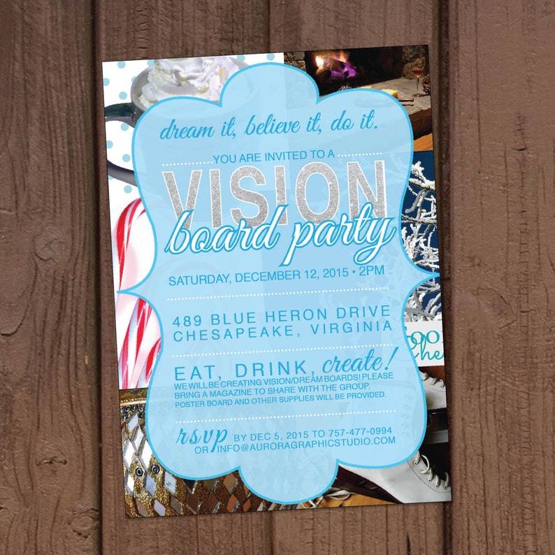 Holiday Christmas Vision Board Party Invitation | Etsy