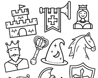 King Arthur Coloring Page: Medieval Knights & Castles (Digital Download)