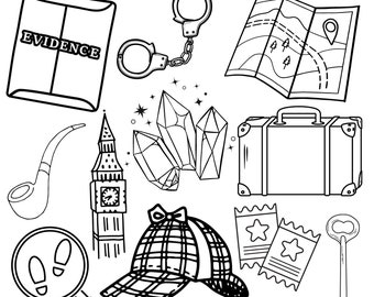 Sherlock Holmes Coloring Page: Mystery Theme (Digital Download)