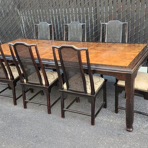 Hollywood Regency Chinoiserie Chin Hua Table & 8 Chair Dining Set Raymond Sobota Century Furniture