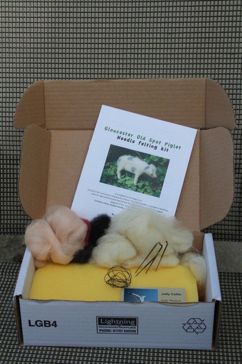 Gloucester Old Spot Piglet Pig Needle Felting Kit for Beginners image 5