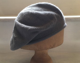 Grey knitted beret, alpaca grey beret, alpaca silk beret, womens grey beret, grey knitted tam, grey tam, grey beret