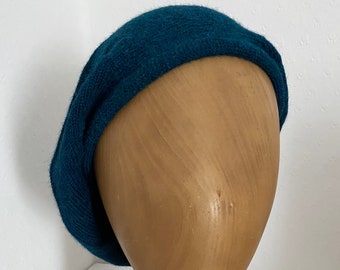 Teal Alpaca Highlander Bonnet, Tam scozzese in maglia blu petrolio, Berretto scozzese blu unisex, Tam in maglia Highland verde acqua, Tam in maglia blu da uomo,