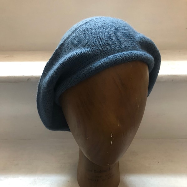 Airforce Blue Tam, Blue Highlander Bonnet, Petrol Blue Knitted Beret, Men's Scottish Bonnet, Blue Alpaca Beret, Re-enactor Tam, Unisex Tam