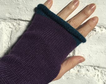 Purple Alpaca Gloves, Purple Fingerless Gloves, Violet Gloves, Ultraviolet Gloves, Purple Handwarmers, Purple Knit Gloves, UK Gloves