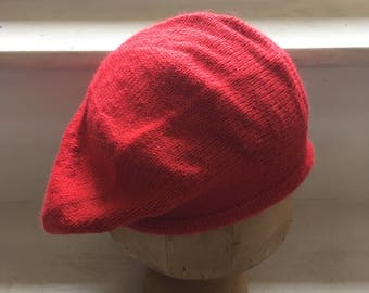 Red Alpaca Beret, Red Knitted Beret, Red Tam, Scarlet Beret, Women's Red Beret, Men's Red Tam, Unisex Beret,