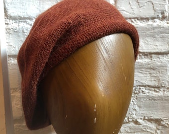 Brown Highlander Tam, Rust Scottish Bonnet, Men's Brown Tam, Brown Alpaca Tam, Rust Knitted Beret, UK Tam, Re-Enactor Scottish Bonnet