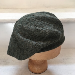 Dark Green Tam, Green Scottish Bonnet, Green Knit Beret, Green Alpaca Beret, Men's Green Tam, Men's Scots Tam, Highlander Bonnet, Unisex Tam image 4