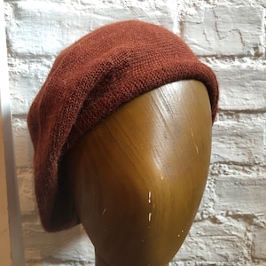 Brown Highlander Tam, Rust Scottish Bonnet, Men's Brown Tam, Brown Alpaca Tam, Rust Knitted Beret, UK Tam, Re-Enactor Scottish Bonnet