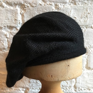 Black alpaca beret, black knit tam, black knit beret, women's black beret, men's black tam, unisex beret, uk beret