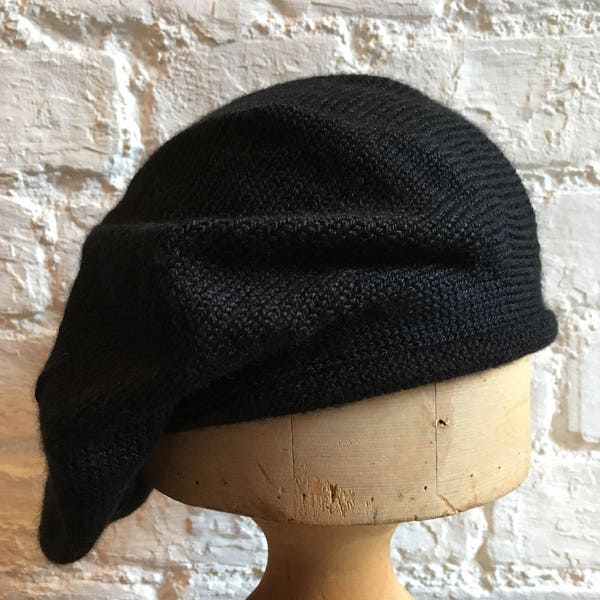 Berretto alpaca nero, tam in maglia nera, berretto in maglia nera, berretto nero da donna, tam nero da uomo, berretto unisex, berretto britannico