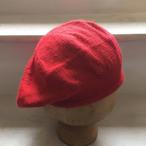 Red Alpaca Beret, Red Knitted Beret, Red Tam, Scarlet Beret, Women&#39;s Red Beret, Men&#39;s Red Tam, Unisex Beret,