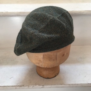 Dark Green Tam, Green Scottish Bonnet, Green Knit Beret, Green Alpaca Beret, Men&#39;s Green Tam, Men&#39;s Scots Tam, Highlander Bonnet, Unisex Tam