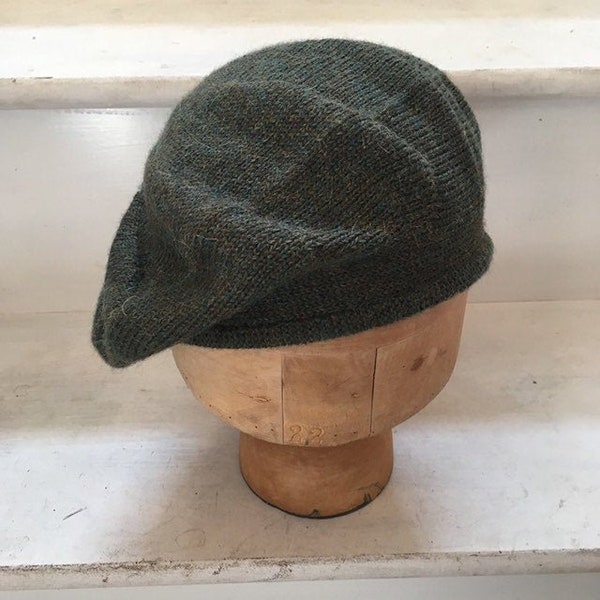 Tam vert foncé, bonnet écossais vert, béret en tricot vert, béret en alpaga vert, tam vert pour homme, tam écossais pour homme, bonnet Highlander, tam unisexe