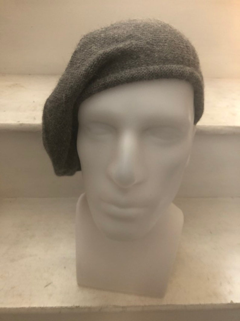 Highlander Tam en tricot gris, bonnet écossais en alpaga gris, bonnet écossais pour homme, bonnet Balmoral, béret en tricot gris, chapeau Highlander pour homme image 5