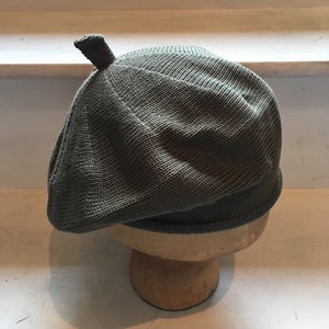 Olive Cotton Beret, Khaki Cotton Tam, Green Vegan Beret, Green Vegan Tam, Green Cotton Beret, Green Knit Tam, Unisex Tam, Unisex Beret