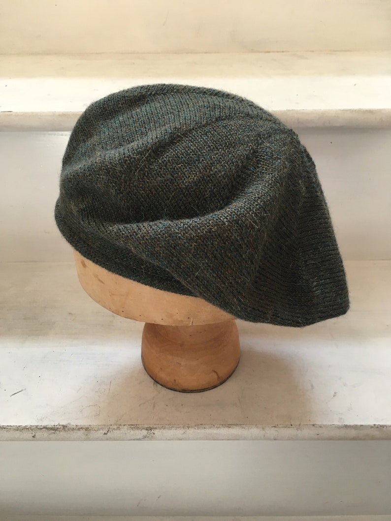 Dark Green Tam, Green Scottish Bonnet, Green Knit Beret, Green Alpaca Beret, Men's Green Tam, Men's Scots Tam, Highlander Bonnet, Unisex Tam image 7