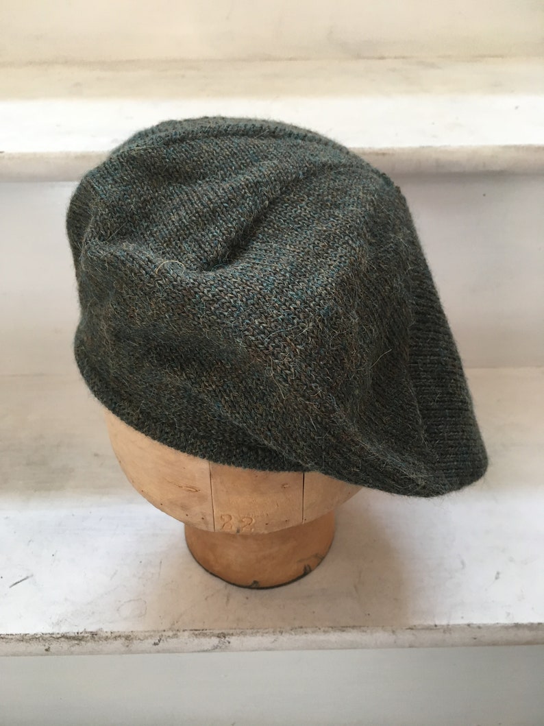 Dark Green Tam, Green Scottish Bonnet, Green Knit Beret, Green Alpaca Beret, Men's Green Tam, Men's Scots Tam, Highlander Bonnet, Unisex Tam image 3