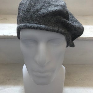 Grey Scottish Tam, Grey Highlander Bonnet, Grey Alpaca Beret, Marl Grey Hat, Men's Grey Tam, Unisex Grey Knit Beret, Women's Grey Tam image 9