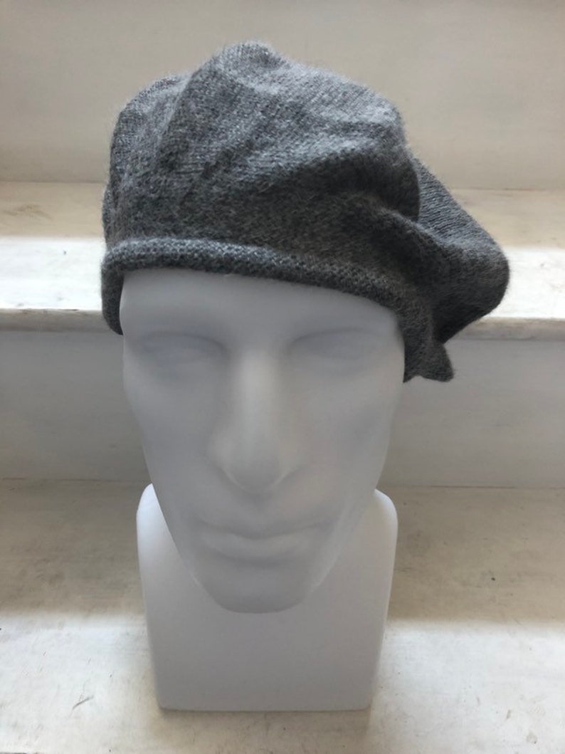 Grey Scottish Tam, Grey Highlander Bonnet, Grey Alpaca Beret, Marl Grey Hat, Men's Grey Tam, Unisex Grey Knit Beret, Women's Grey Tam image 9