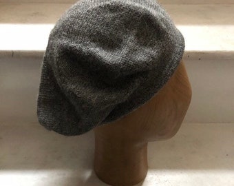 Grey Scottish Tam, Grey Highlander Bonnet, Grey Alpaca Beret, Marl Grey Hat, Men's Grey Tam, Unisex Grey Knit Beret, Women's Grey Tam