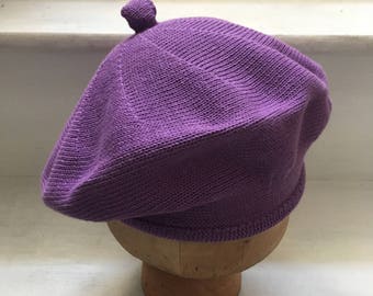 Béret en coton violet, Béret en tricot violet, Tam mauve, Béret violet, Béret végétalien, Tam végétalien, Tam ultraviolet, Béret français, Tam écossais