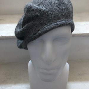 Grey Scottish Tam, Grey Highlander Bonnet, Grey Alpaca Beret, Marl Grey Hat, Men's Grey Tam, Unisex Grey Knit Beret, Women's Grey Tam image 8