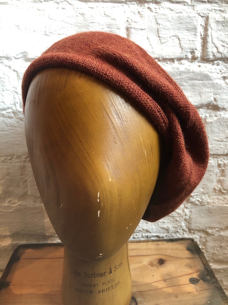 Brown Highlander Tam, Rust Scottish Bonnet, Men's Brown Tam, Brown Alpaca Tam, Rust Knitted Beret, UK Tam, Re-Enactor Scottish Bonnet image 2