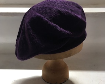 Purple Alpaca Beret, Purple Knitted Beret, Purple Tam, Violet Beret, Women's Purple Beret, Men's Purple Tam, Scottish Tam, Violet Slouch Hat