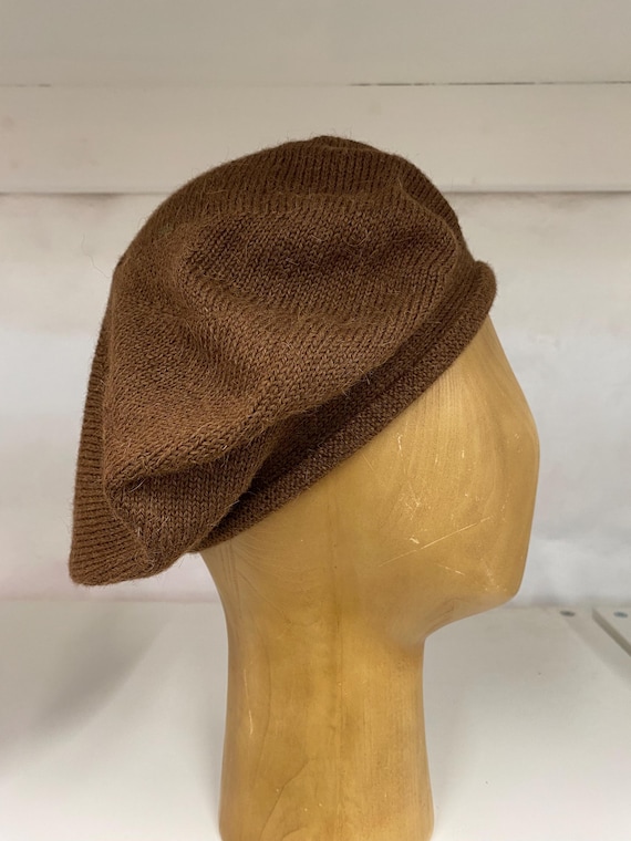 Brown Knit Alpaca Beret for Men or Women, Scottish Style Tam  display picture 1
