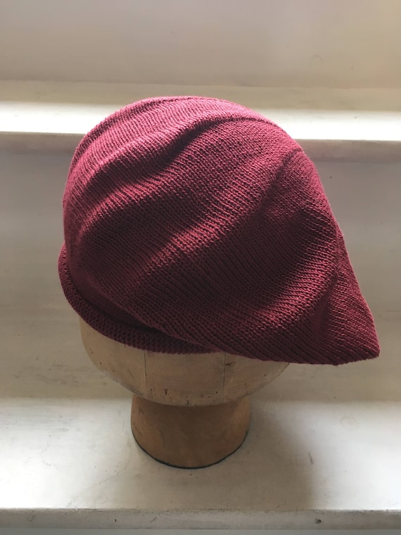 4356 Women\'s Chunky Knit Beret, Wine Flo-scarlet win winter Beret Basque-100% wool-OSFA – Bronteshop main image 2