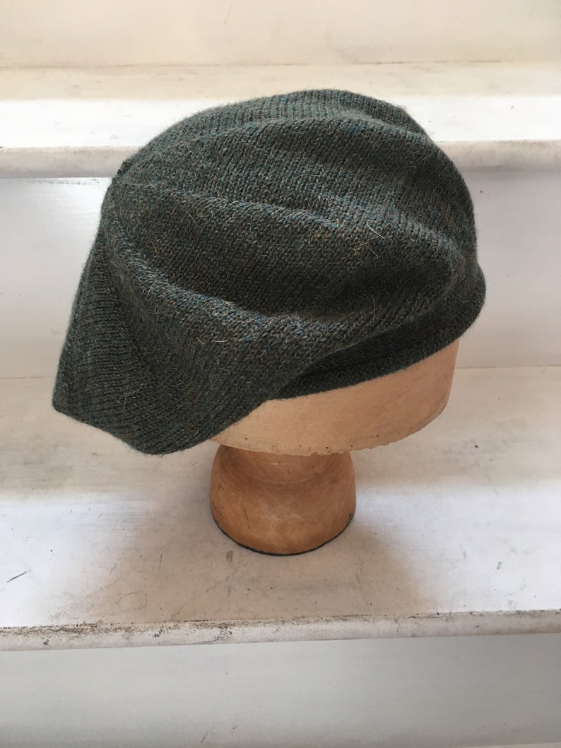 Dark Green Tam, Green Scottish Bonnet, Green Knit Beret, Green Alpaca Beret, Men's Green Tam, Men's Scots Tam, Highlander Bonnet, Unisex Tam image 4