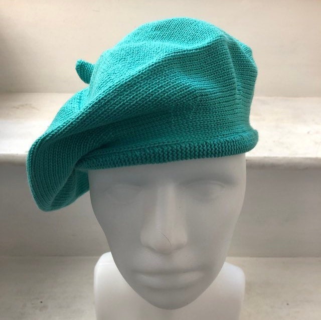 Turquoise Green Beret, Aquamarine Cotton Beret, Blue Green  display picture 1