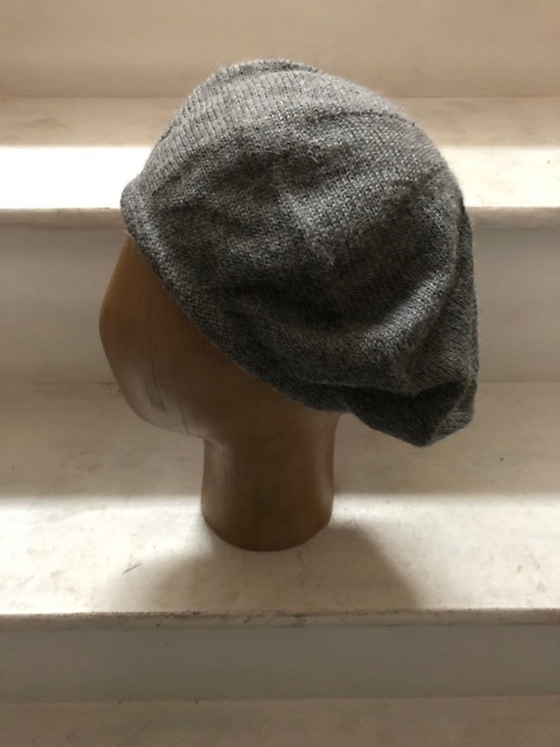 Grey Scottish Tam, Grey Highlander Bonnet, Grey Alpaca Beret, Marl Grey Hat, Men's Grey Tam, Unisex Grey Knit Beret, Women's Grey Tam image 2