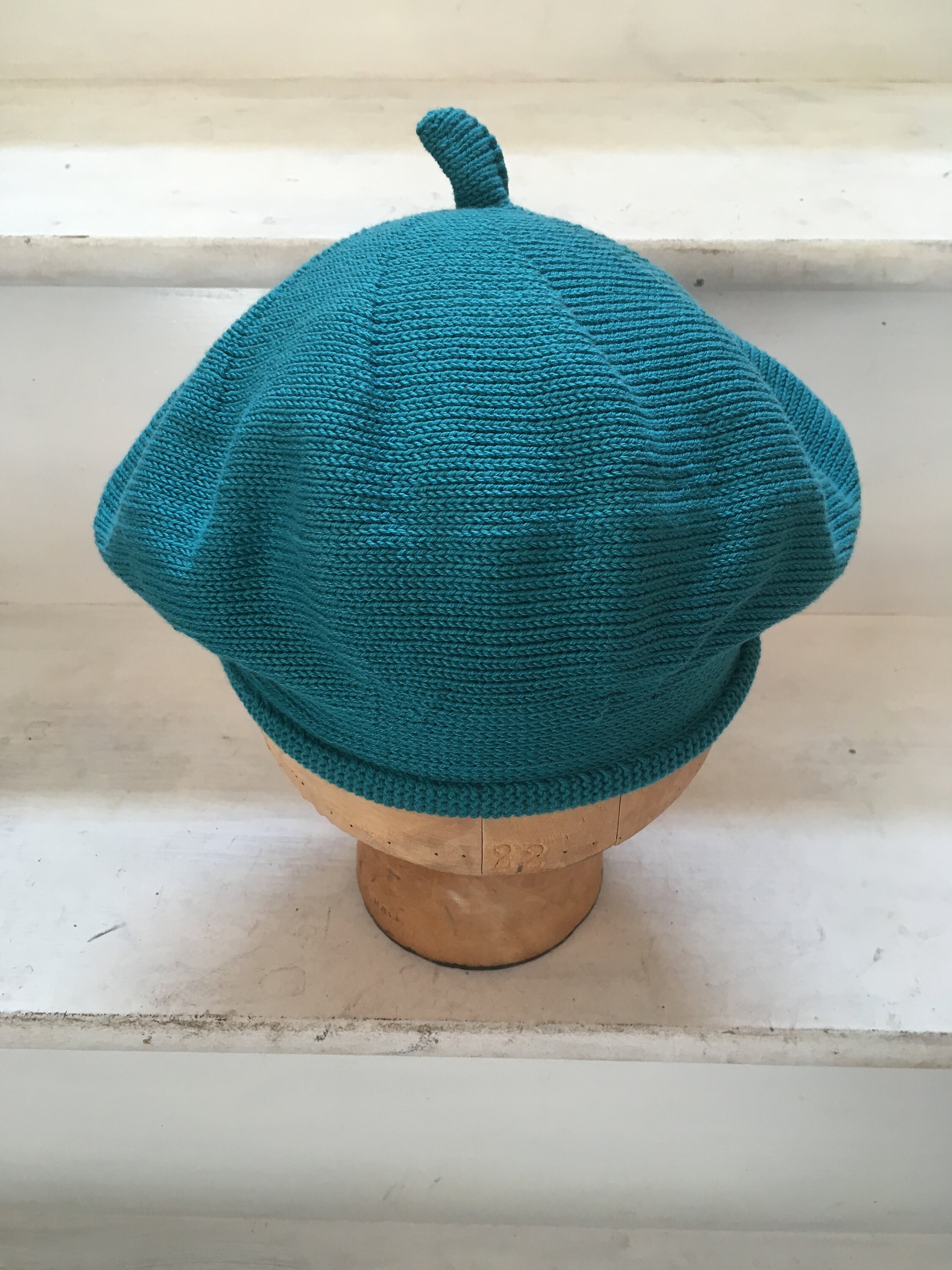 Teal Cotton Beret, Turquoise Beret, Blue Vegan Beret 