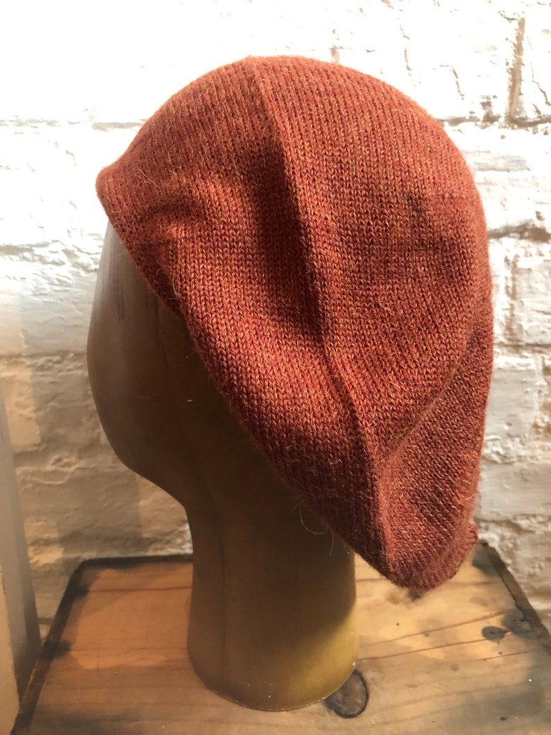 Brown Highlander Tam, Rust Scottish Bonnet, Men's Brown Tam, Brown Alpaca Tam, Rust Knitted Beret, UK Tam, Re-Enactor Scottish Bonnet image 4