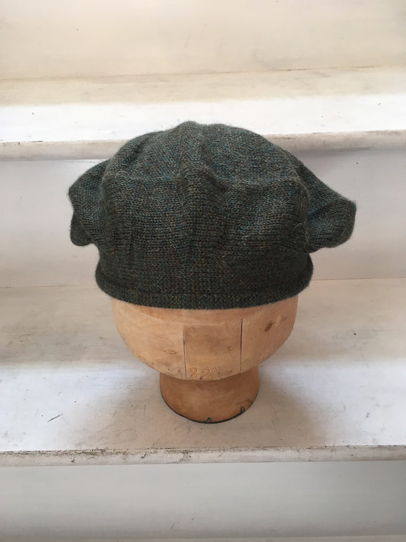 Dark Green Tam, Green Scottish Bonnet, Green Knit Beret, Green Alpaca Beret, Men's Green Tam, Men's Scots Tam, Highlander Bonnet, Unisex Tam image 5