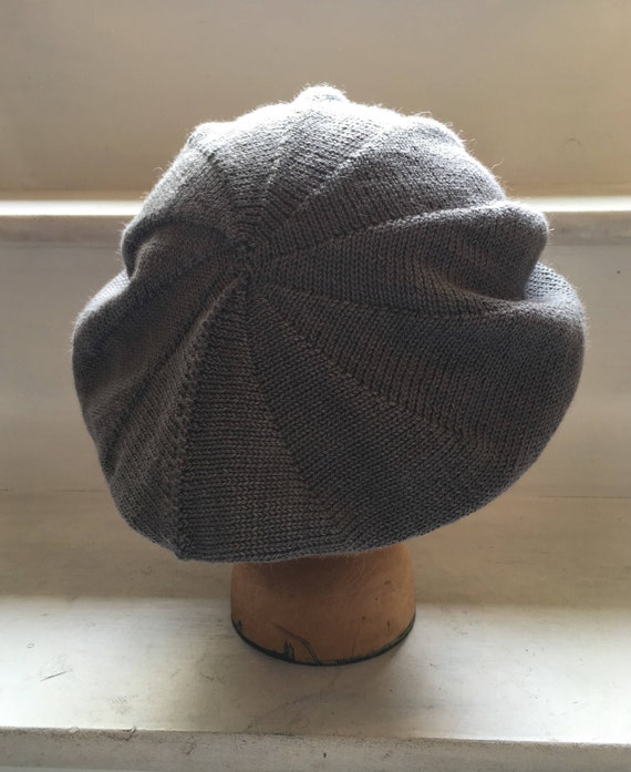 Grey knitted beret alpaca grey beret alpaca silk beret | Etsy