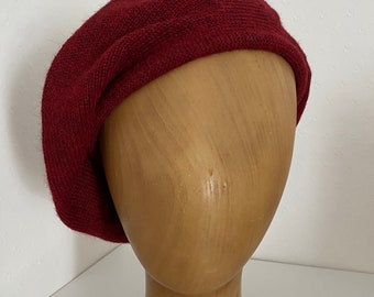 Maroon Highlander Tam, Red Scottish Bonnet, Cherry Red Alpaca Tam, Men's Red Highlander, Unisex Maroon Tam Hat, Burgundy Re-Enactor Hat