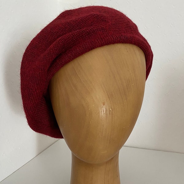 Maroon Highlander Tam, Red Scottish Bonnet, Cherry Red Alpaca Tam, Men's Red Highlander, Unisex Maroon Tam Hat, Burgundy Re-Enactor Hat