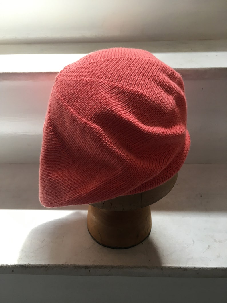 Coral Pink Beret, Salmon Beret, Coral Tam, Pink Cotton Beret, Cotton Beret, Vegan Tam, Knitted Tam, Scottish Tam, Vegan Beret, Uk Beret image 6