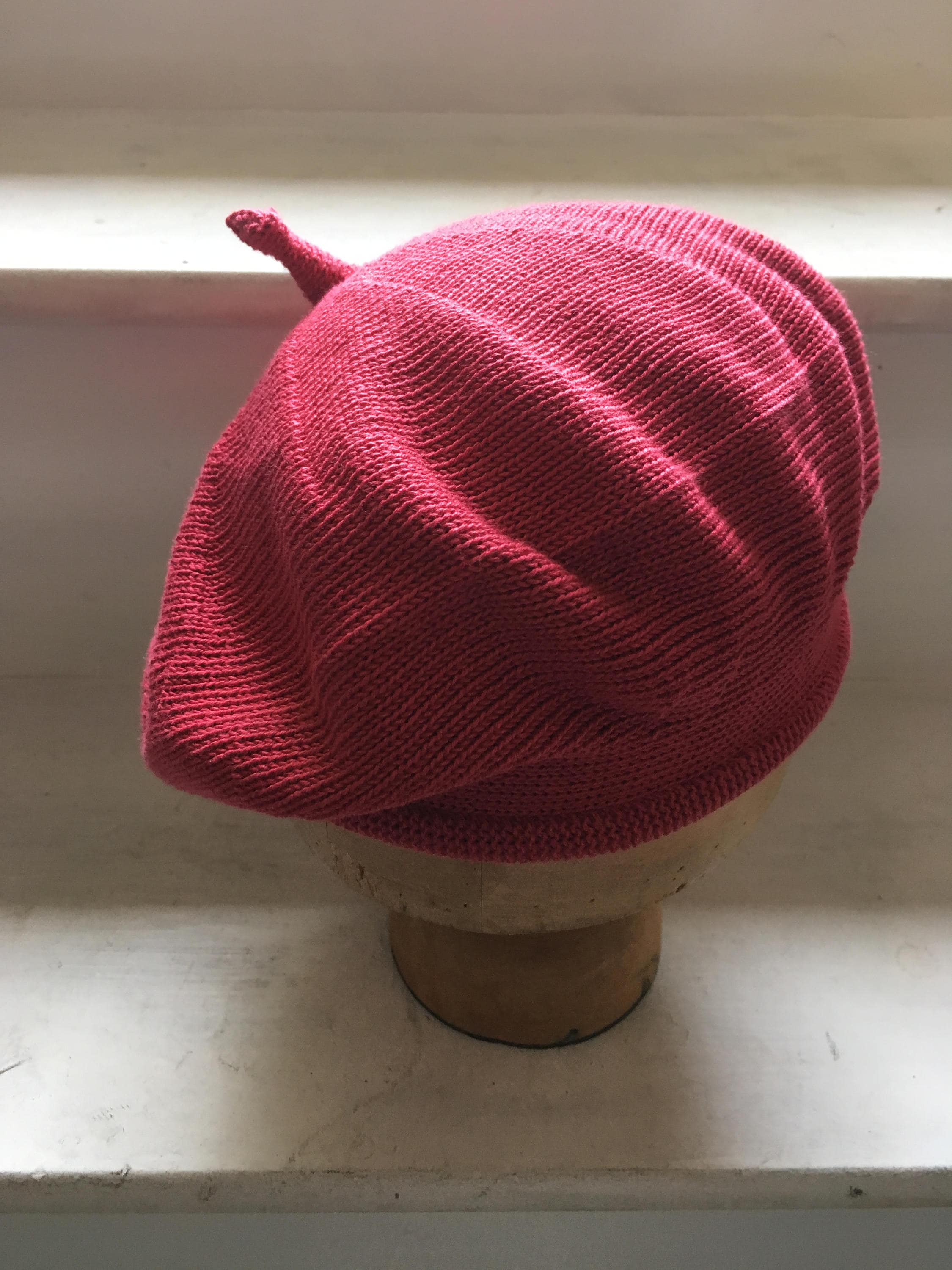 Red Cotton Beret Raspberry Beret Red Cotton Tam Vegan Etsy UK