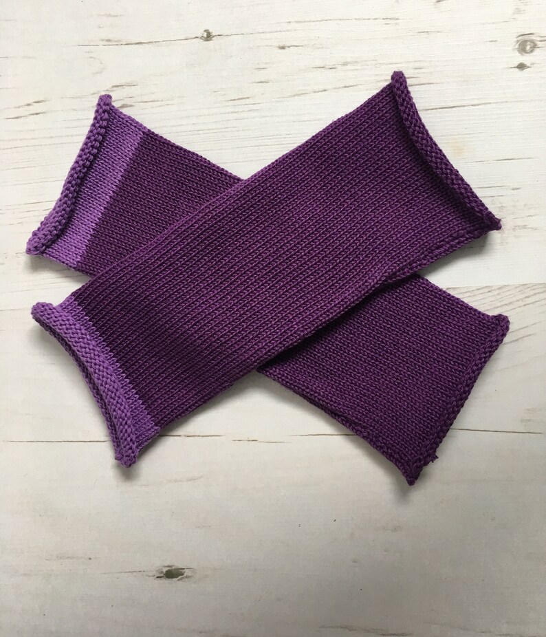 Purple Cotton Gloves, Purple Vegan Gloves, Violet Wrist Warmers, Purple Fingerless Gloves, Vegan Fingerless Gloves, Purple Arm Warmers image 6