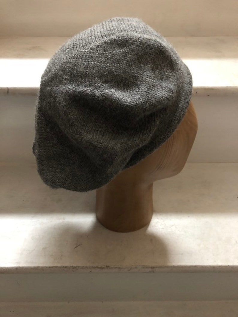 Grey Scottish Tam, Grey Highlander Bonnet, Grey Alpaca Beret, Marl Grey Hat, Men's Grey Tam, Unisex Grey Knit Beret, Women's Grey Tam image 7