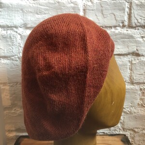 Brown Highlander Tam, Rust Scottish Bonnet, Men's Brown Tam, Brown Alpaca Tam, Rust Knitted Beret, UK Tam, Re-Enactor Scottish Bonnet image 3