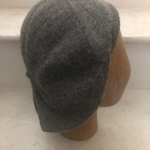 Grey Knitted Highlander Tam, Grey Alpaca Scottish Bonnet, Men's Scots Bonnet, Balmoral Bonnet, Grey Knit Beret, Highlander Hat for Men image 2