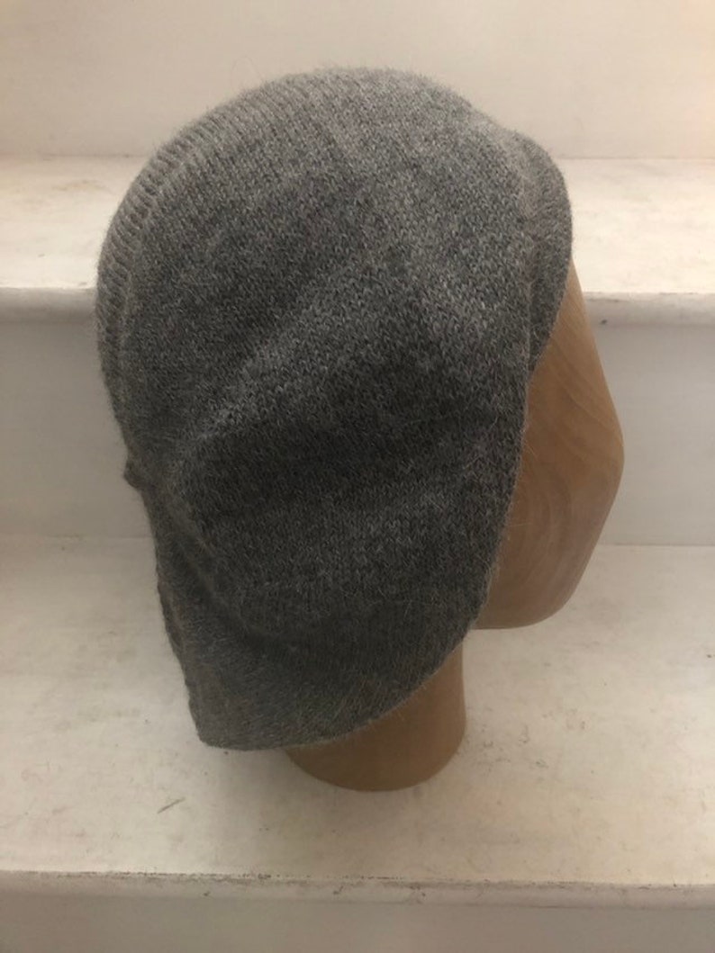 Grey Knitted Highlander Tam, Grey Alpaca Scottish Bonnet, Men's Scots Bonnet, Balmoral Bonnet, Grey Knit Beret, Highlander Hat for Men image 2